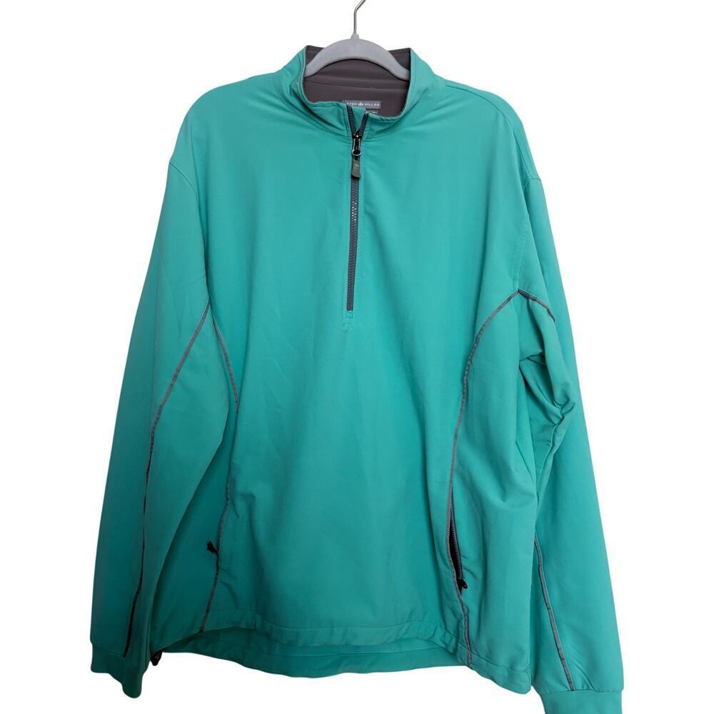 *Peter Millar Element 4 Wind Pullover Jacket Teal Quarter Zip Golf Lg